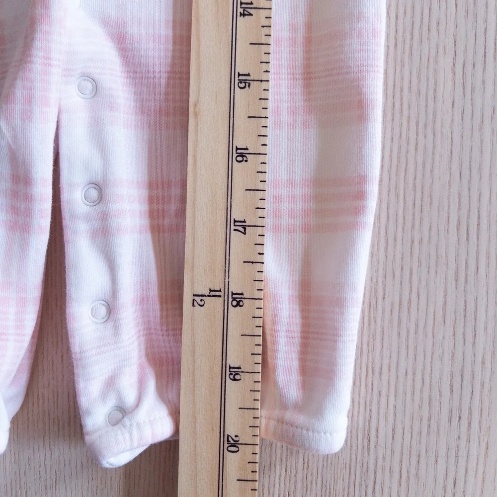 Ralph Lauren Convertible Romper Gown Pink Plaid Snap Front Baby Girl 6 Months